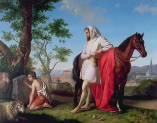 Cimabue observerar den unge Giotto när han ritar en get på en klippa.
